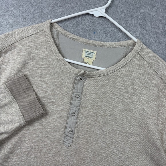 Lucky Brand Other - Lucky Brand Shirt Mens XL Oatmeal Gray Henley Long‎ Sleeve Knit Vintage Style
